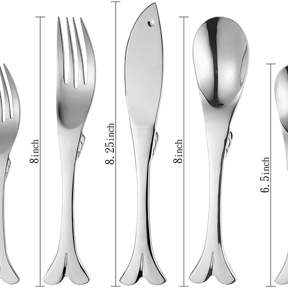 COPY - 20-Piece 18/8 Stainless Steel Flatware Set with Fish Style, Service for 4 - Picture 2 of 7